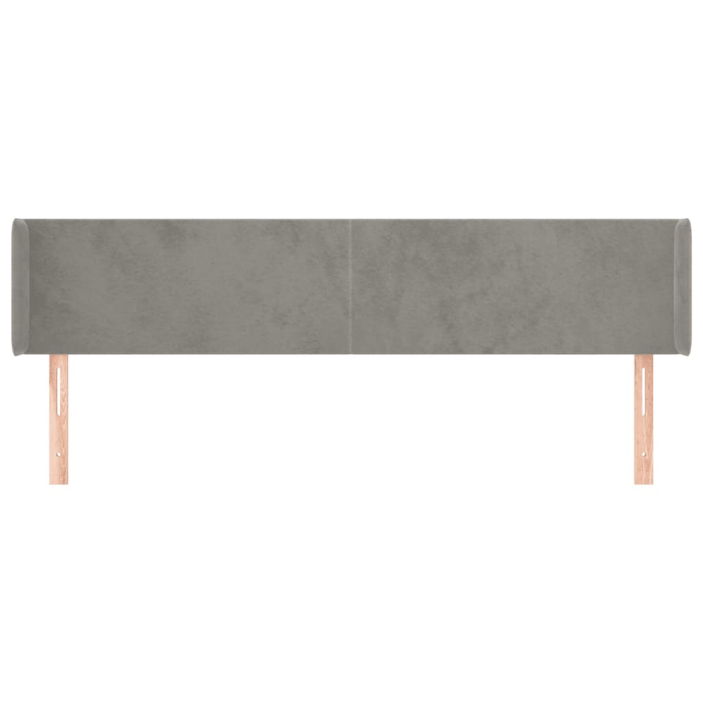 Uzglavlje s ušima svjetlosivo 203x16x78/88 cm baršunasto