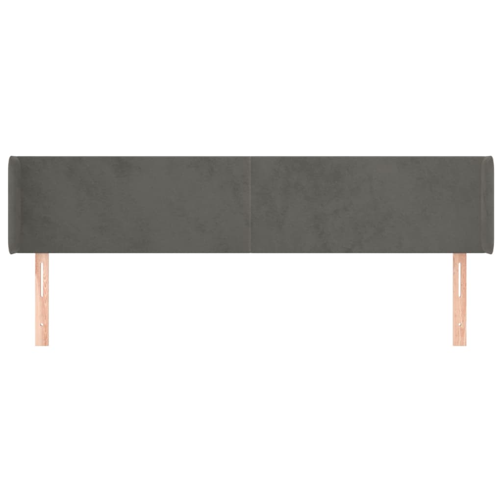 Uzglavlje s ušima tamnosivo 203x16x78/88 cm baršunasto