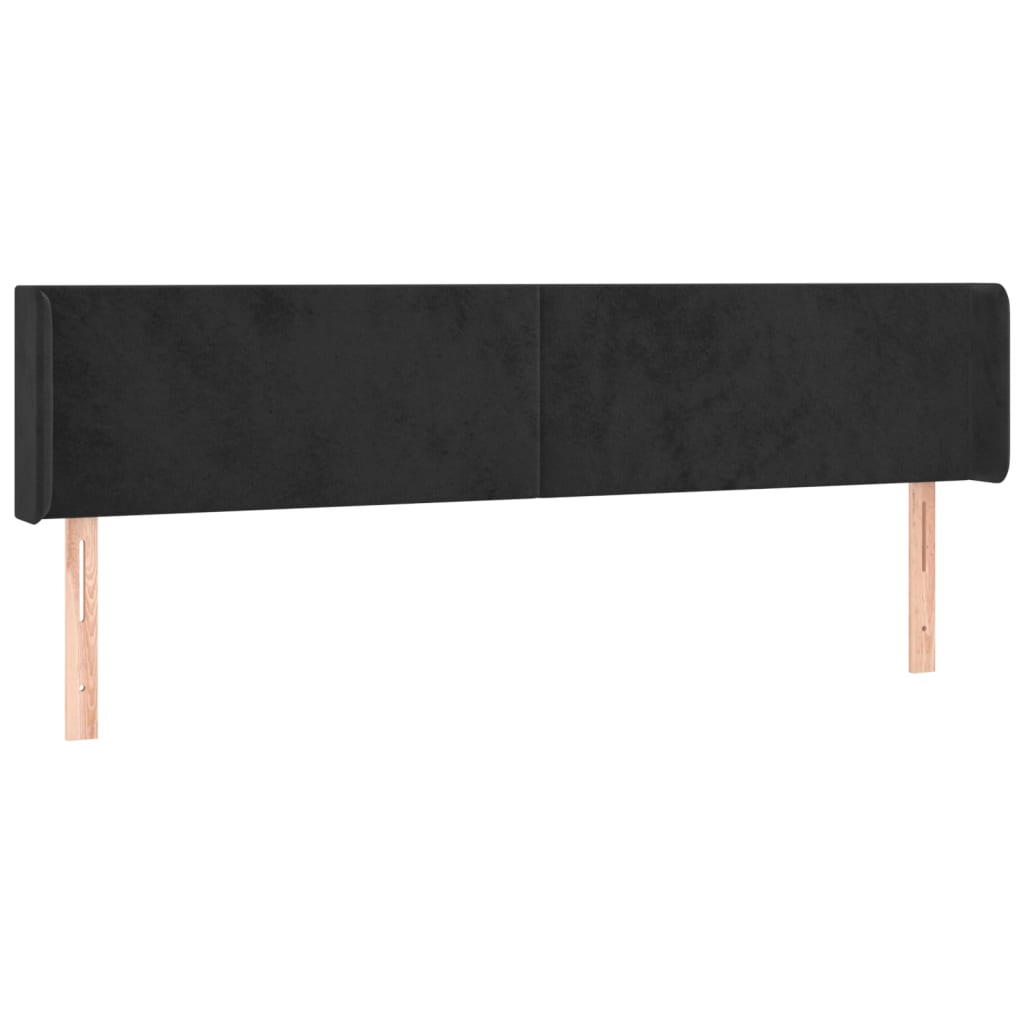 Uzglavlje s ušima crno 203x16x78/88 cm baršunasto