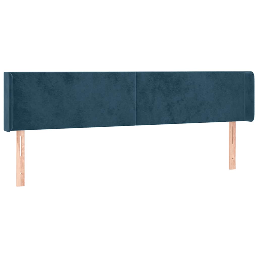 Uzglavlje s ušima tamnoplavo 203x16x78/88 cm baršunasto