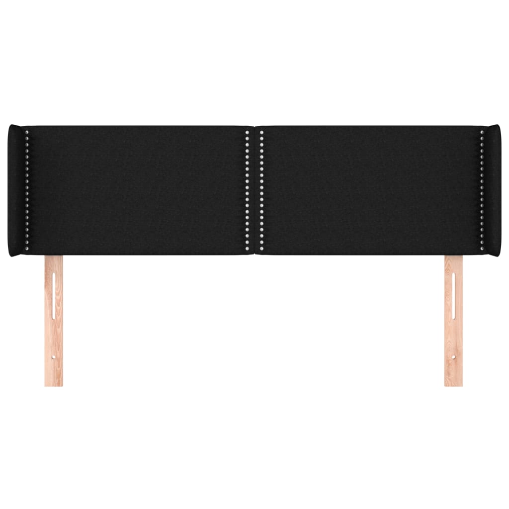 Uzglavlje s ušima crno 147x16x78/88 cm od tkanine