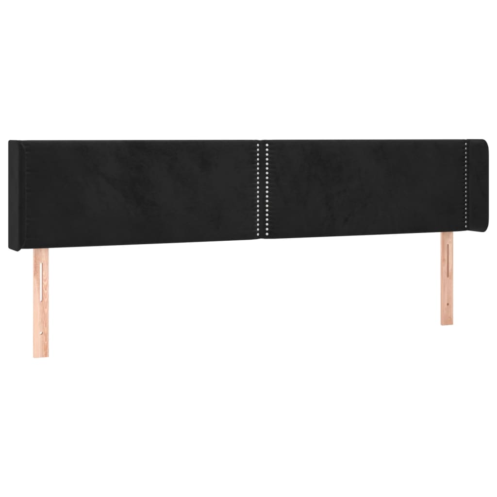 Uzglavlje s ušima crno 183x16x78/88 cm baršunasto