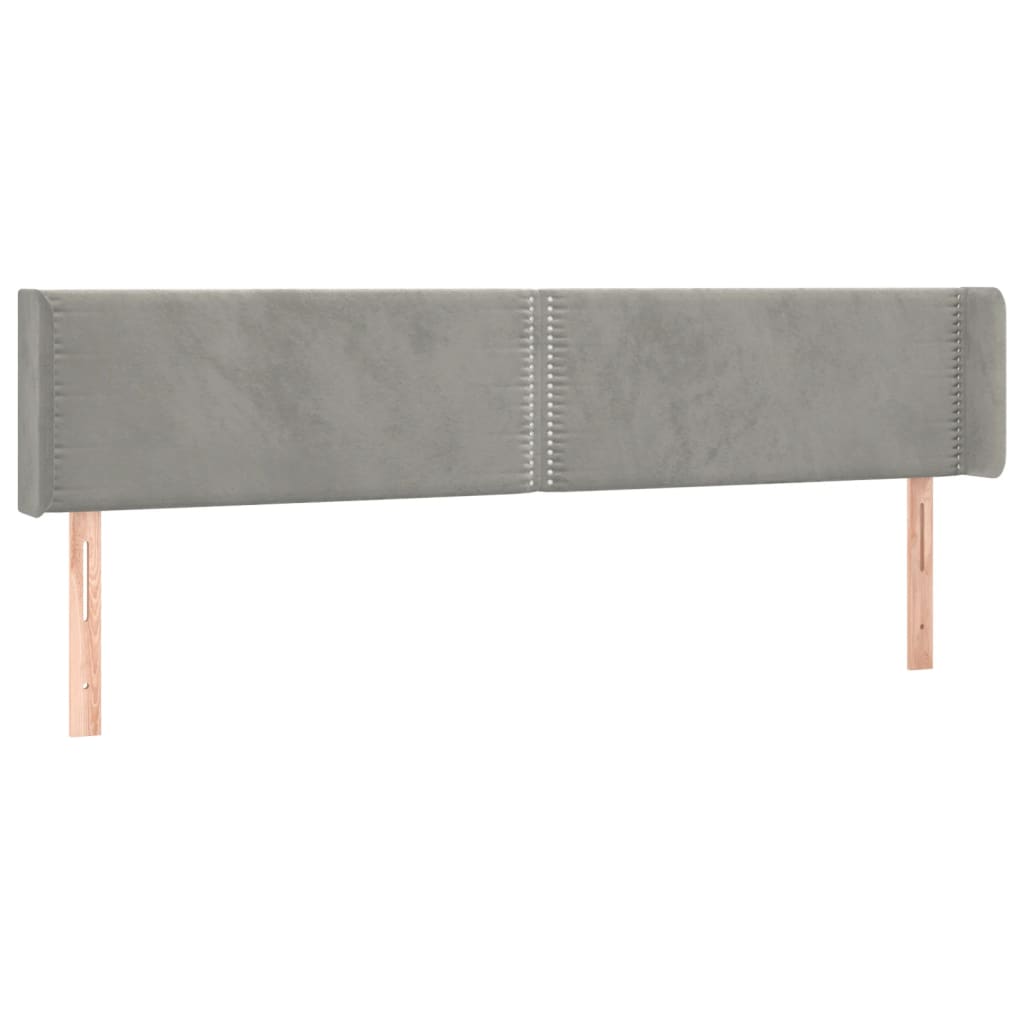 Uzglavlje s ušima svjetlosivo 203x16x78/88 cm baršunasto
