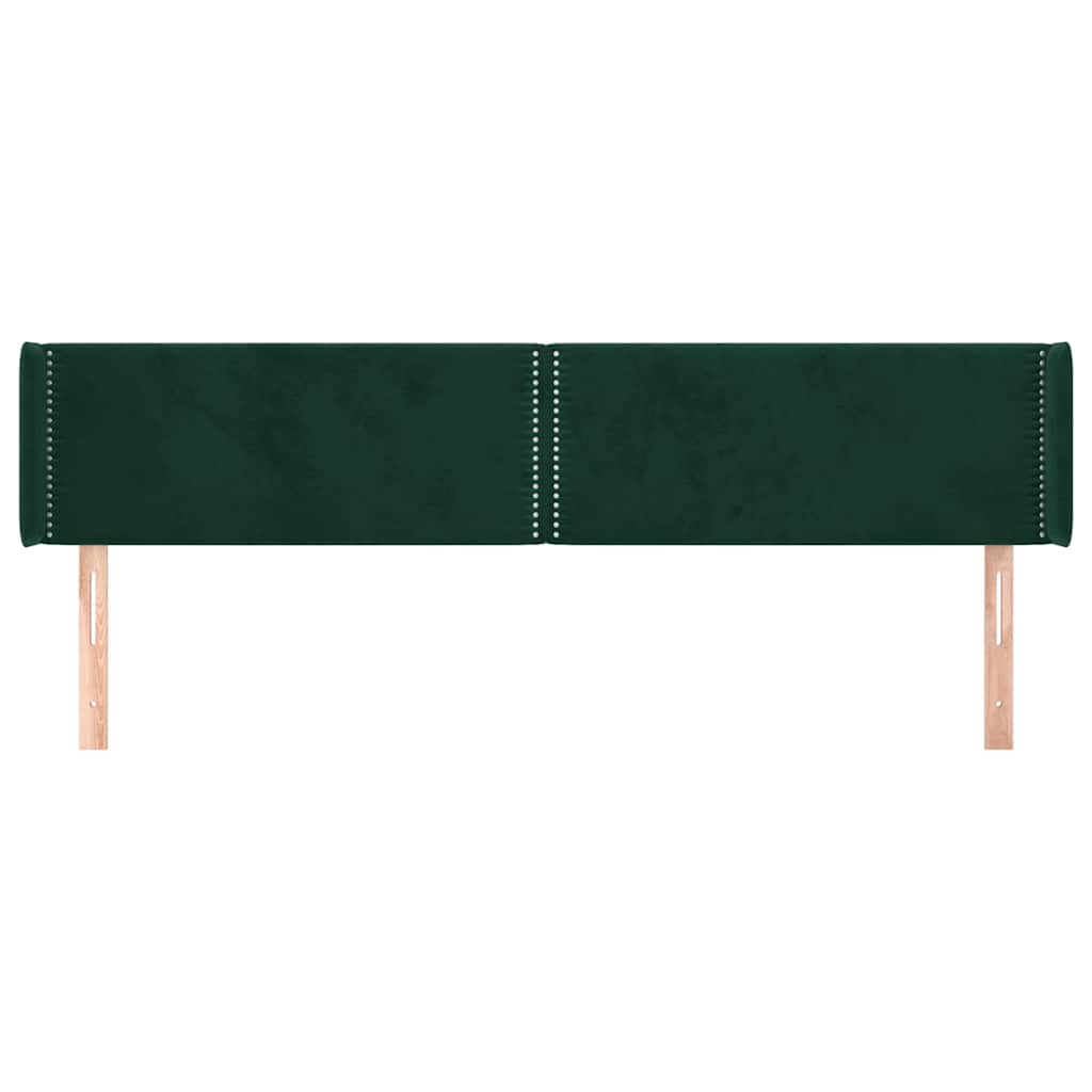 Uzglavlje s ušima tamnozeleno 203x16x78/88 cm baršunasto