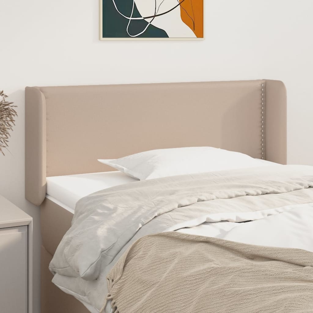 Uzglavlje s ušima boja cappuccina 83x16x78/88 cm umjetna koža