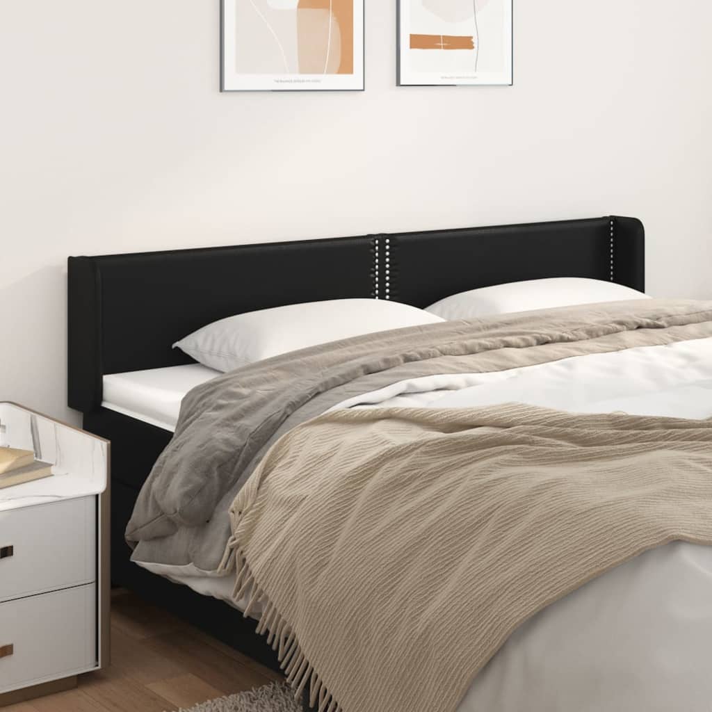 Uzglavlje s ušima crno 203x16x78/88 cm od umjetne kože
