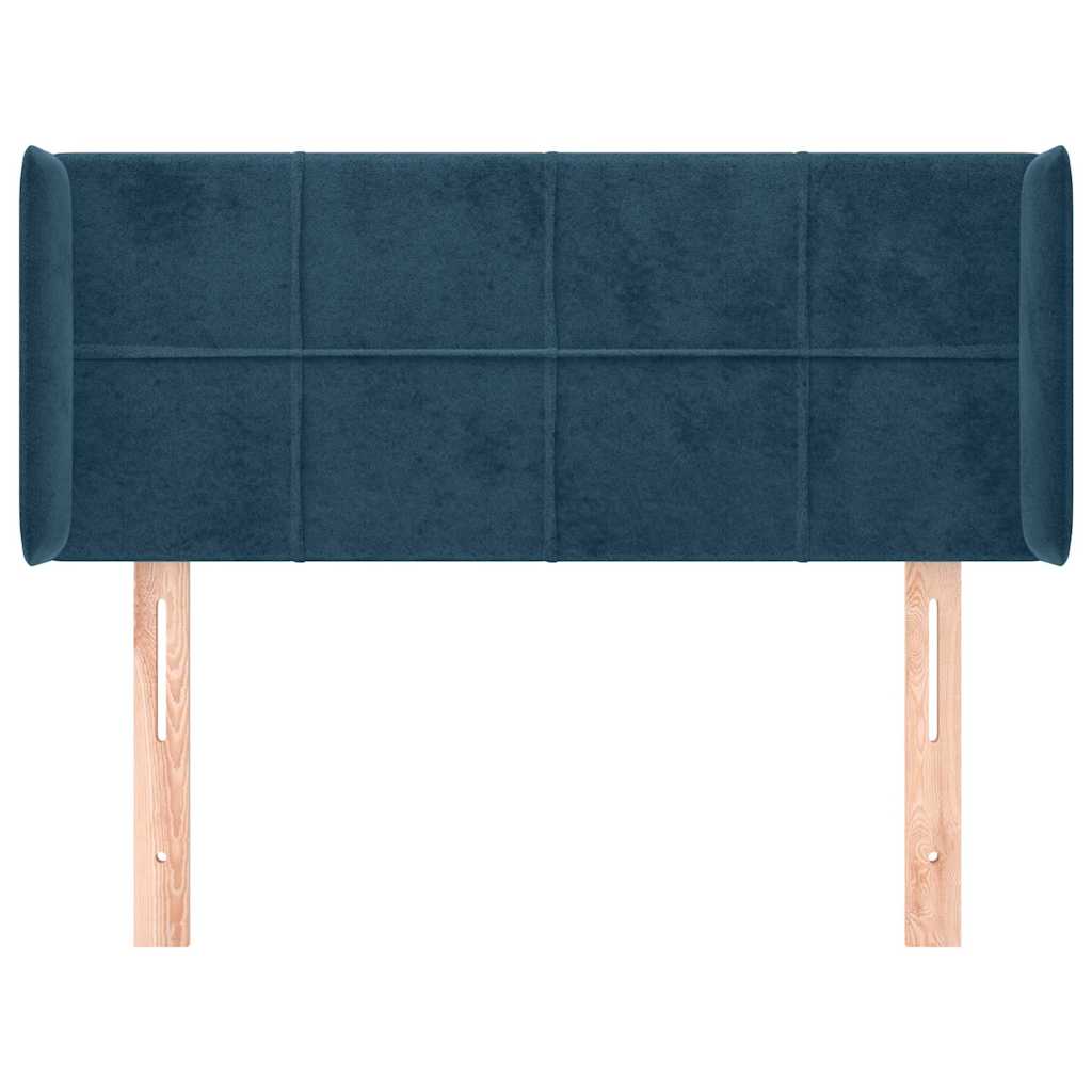 Uzglavlje s ušima tamnoplavo 103x16x78/88 cm baršunasto
