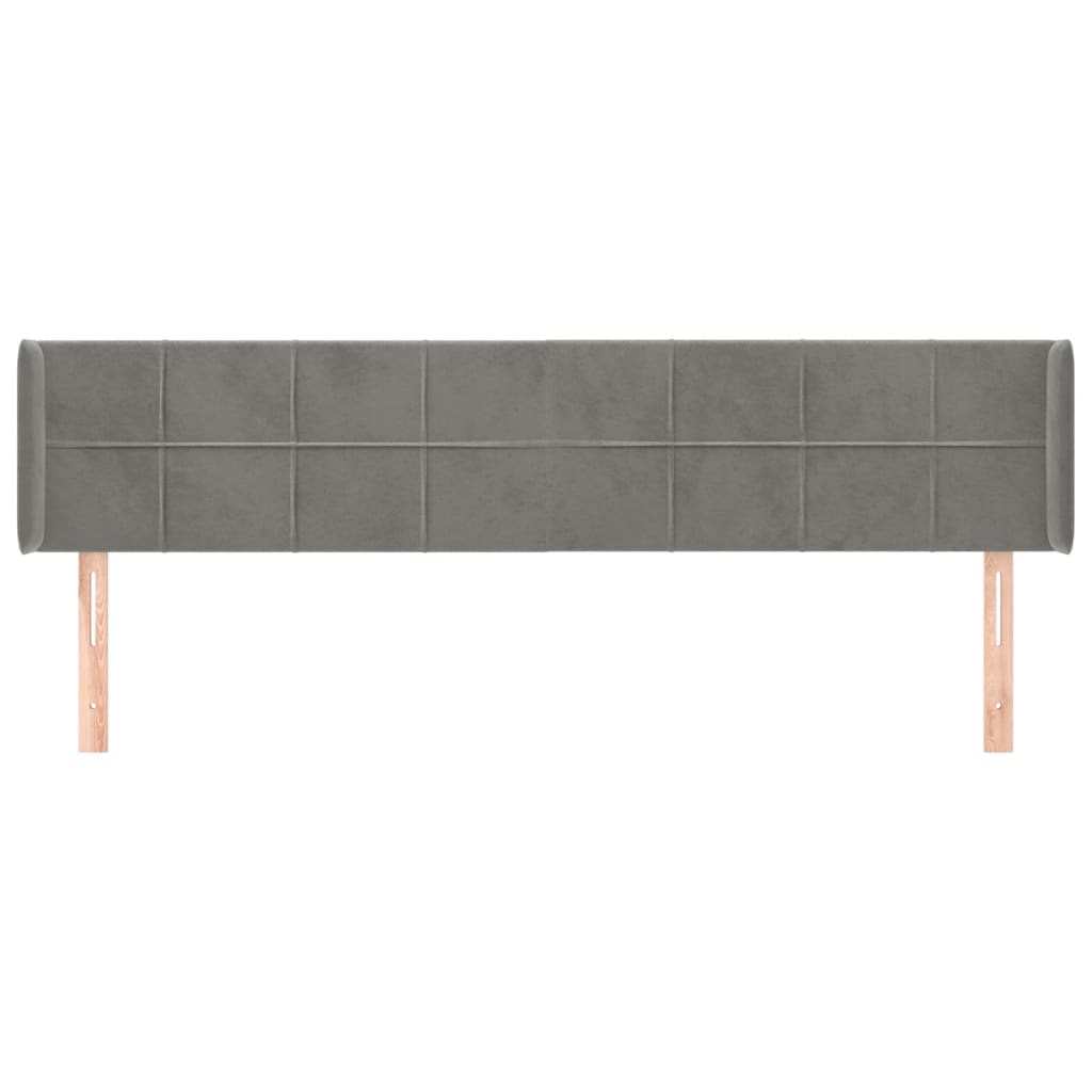 Uzglavlje s ušima svjetlosivo 203x16x78/88 cm baršunasto