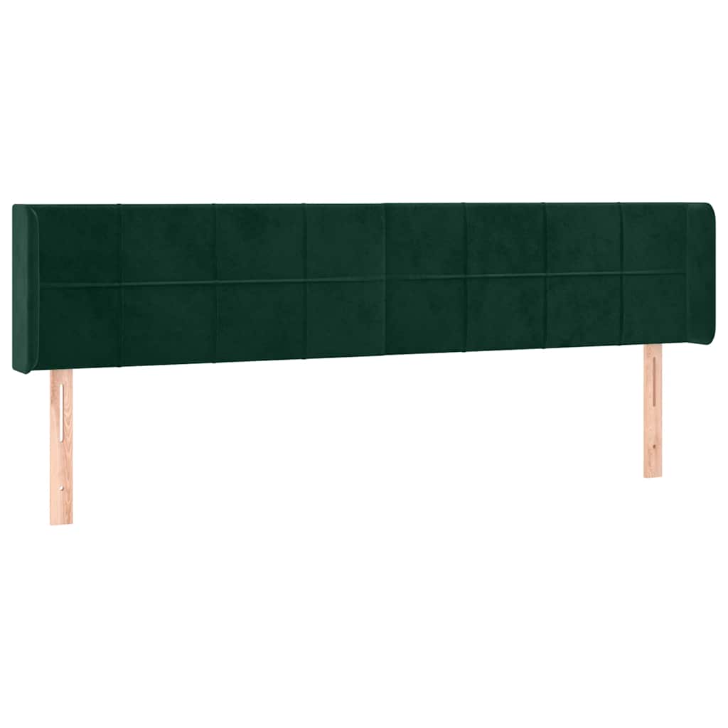 Uzglavlje s ušima tamnozeleno 203x16x78/88 cm baršunasto