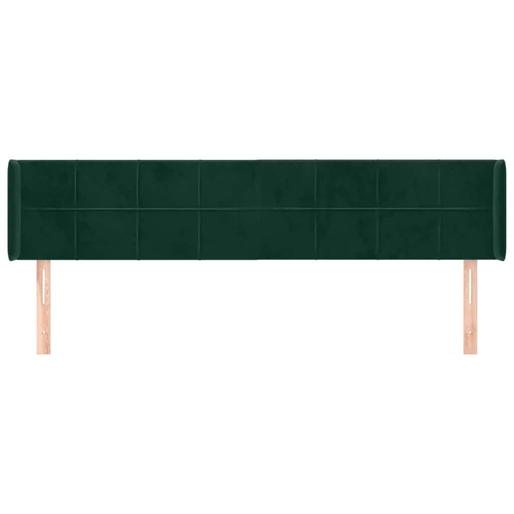 Uzglavlje s ušima tamnozeleno 203x16x78/88 cm baršunasto