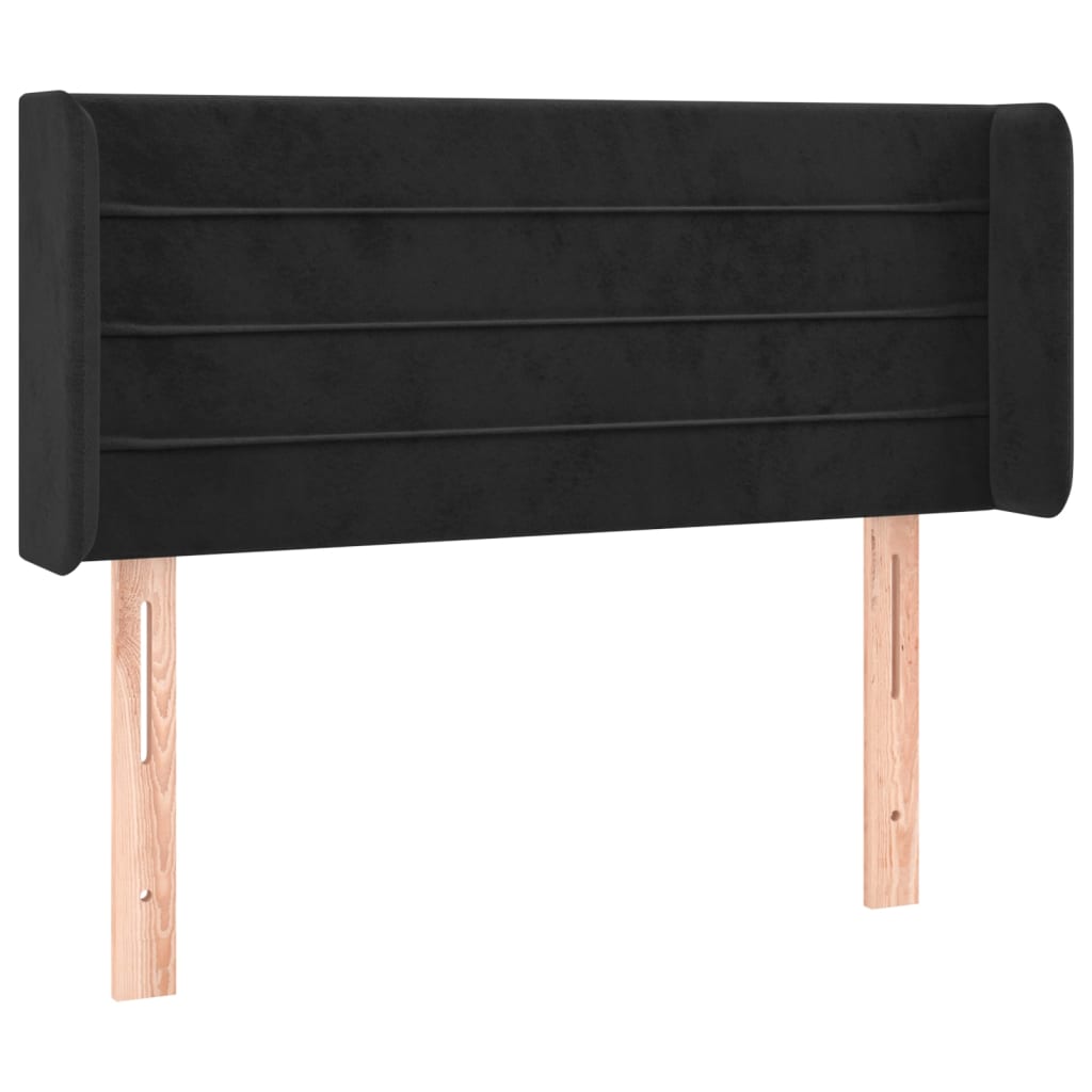 Uzglavlje s ušima crno 83x16x78/88 cm baršunasto