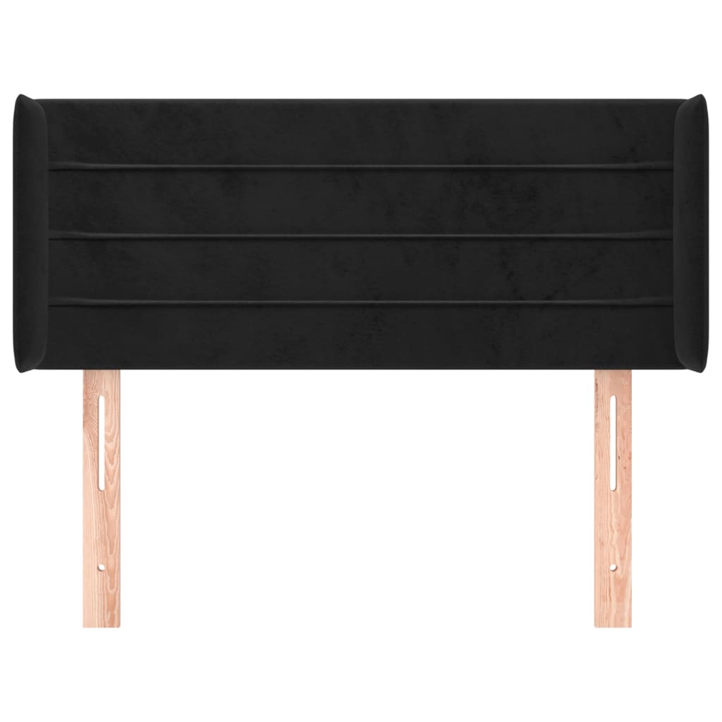 Uzglavlje s ušima crno 83x16x78/88 cm baršunasto