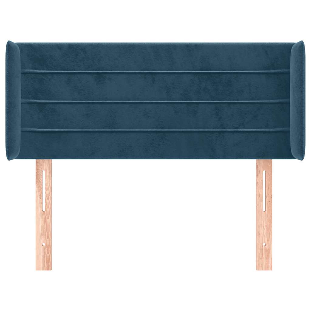 Uzglavlje s ušima tamnoplavo 83x16x78/88 cm baršunasto