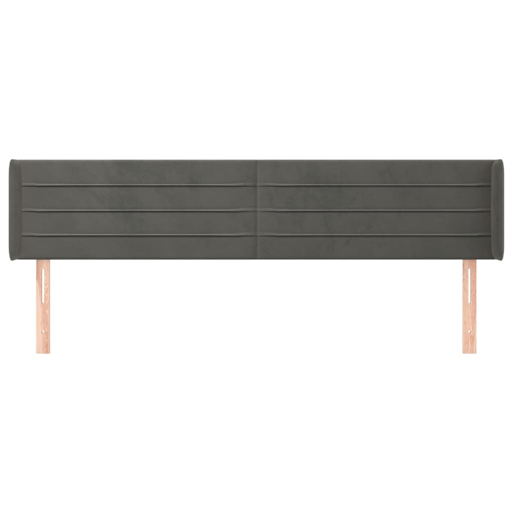 Uzglavlje s ušima tamnosivo 163x16x78/88 cm baršunasto