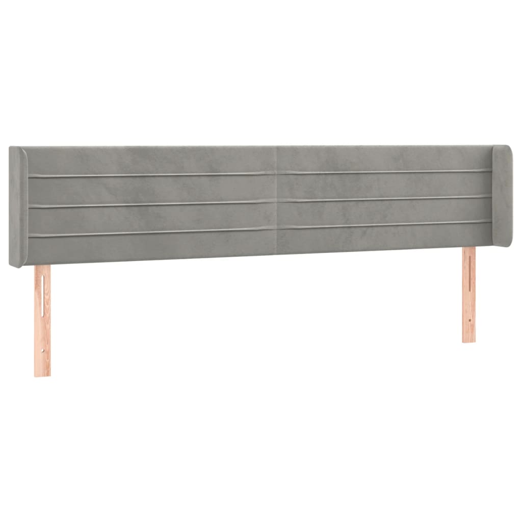 Uzglavlje s ušima svjetlosivo 203x16x78/88 cm baršunasto