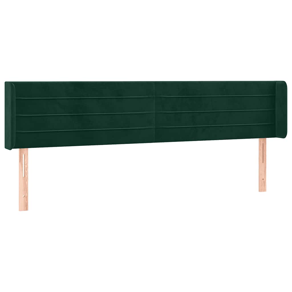 Uzglavlje s ušima tamnozeleno 203x16x78/88 cm baršunasto