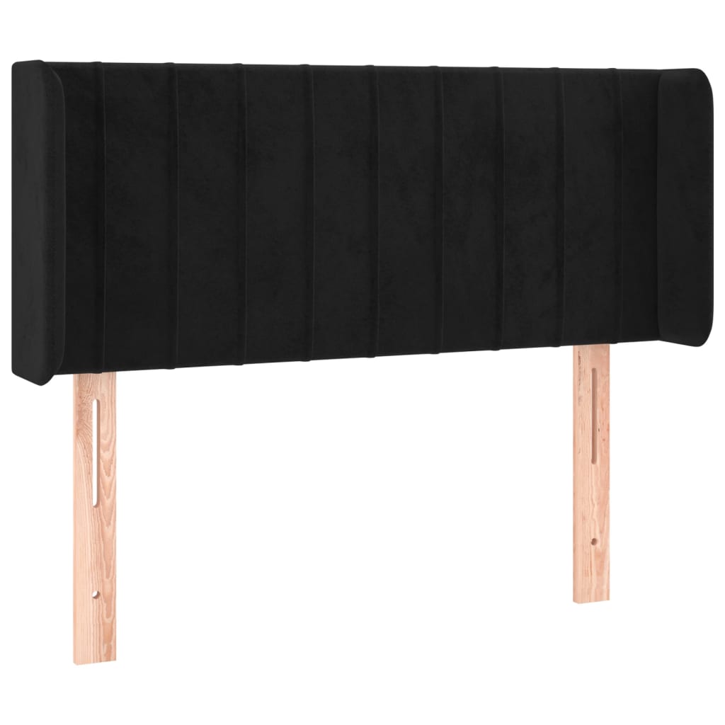 Uzglavlje s ušima crno 83x16x78/88 cm baršunasto