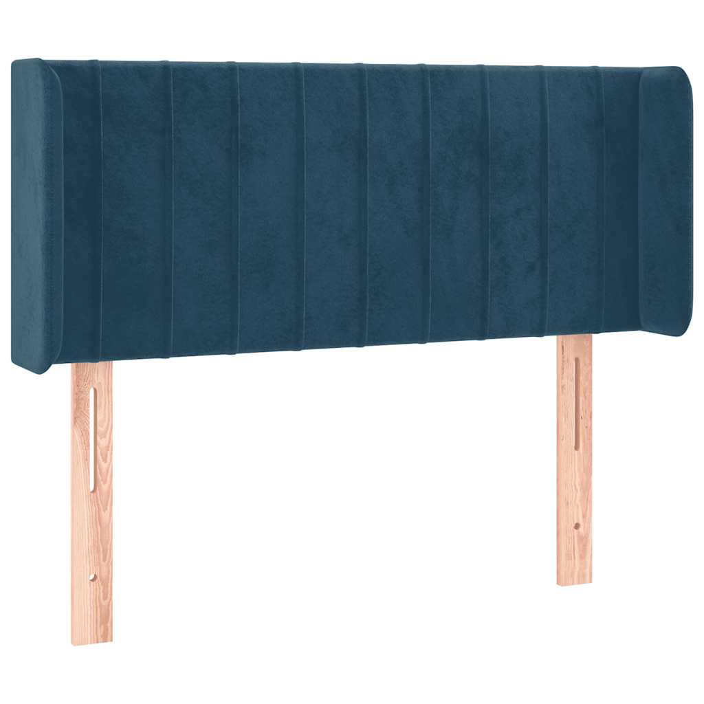 Uzglavlje s ušima tamnoplavo 93x16x78/88 cm baršunasto