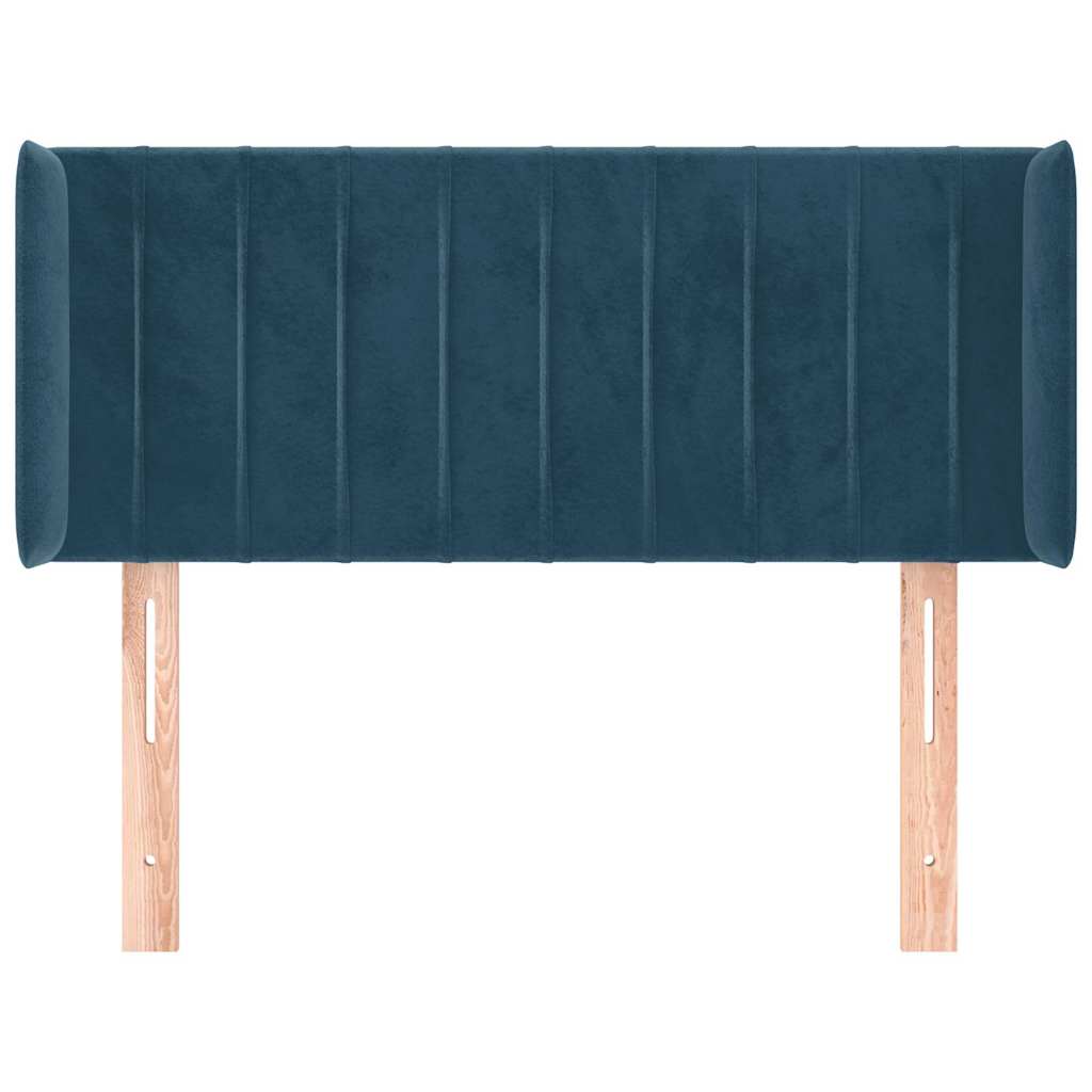 Uzglavlje s ušima tamnoplavo 93x16x78/88 cm baršunasto
