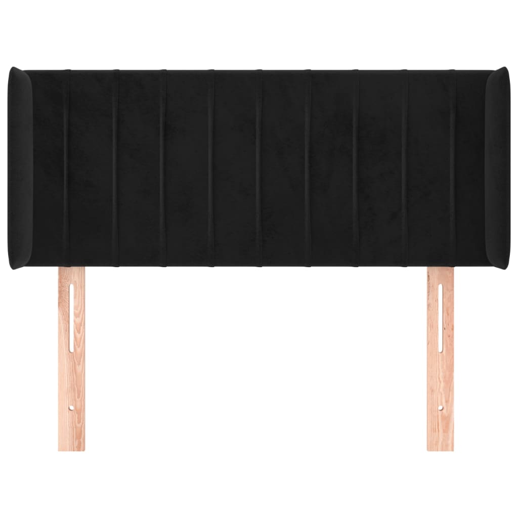 Uzglavlje s ušima crno 103x16x78/88 cm baršunasto