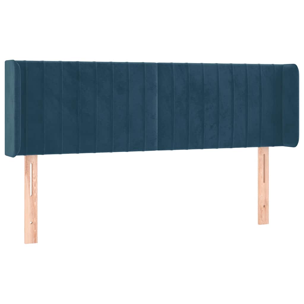 Uzglavlje s ušima tamnoplavo 147x16x78/88 cm baršunasto