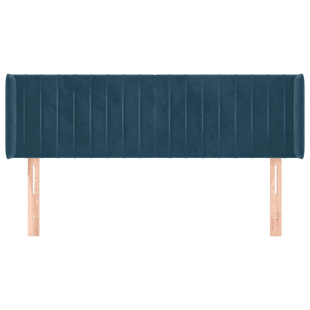 Uzglavlje s ušima tamnoplavo 147x16x78/88 cm baršunasto