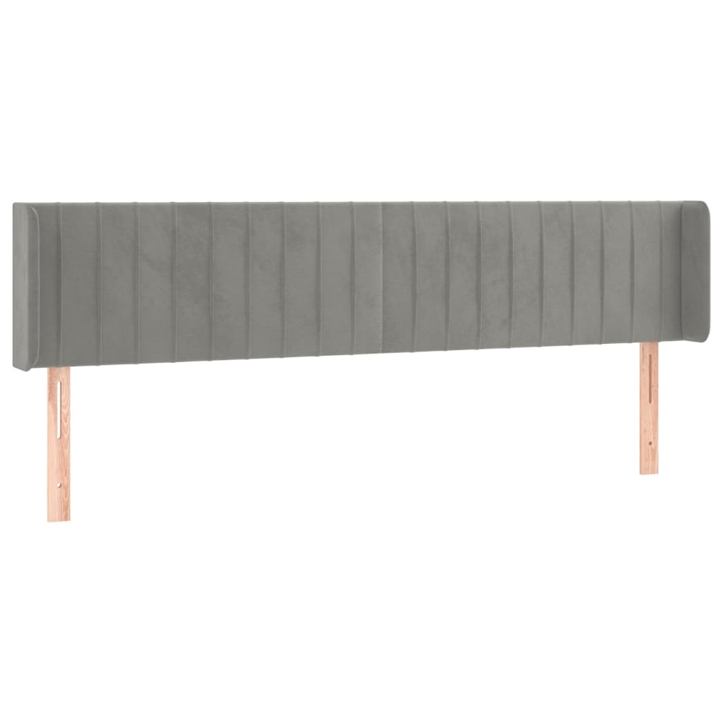 Uzglavlje s ušima svjetlosivo 183x16x78/88 cm baršunasto