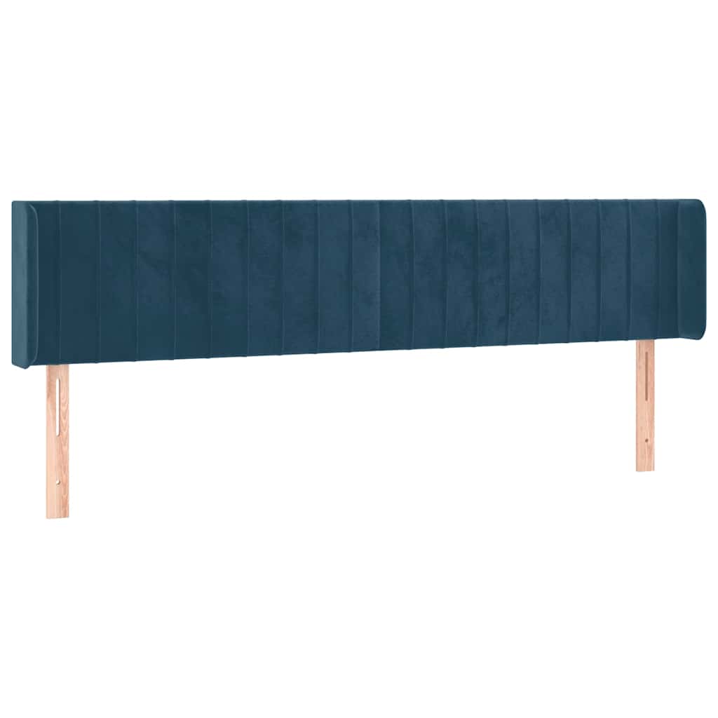 Uzglavlje s ušima tamnoplavo 203x16x78/88 cm baršunasto