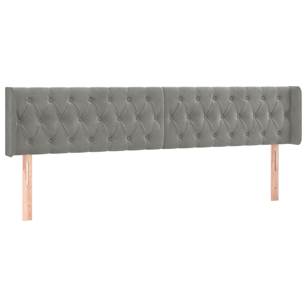 Uzglavlje s ušima svjetlosivo 203x16x78/88 cm baršunasto