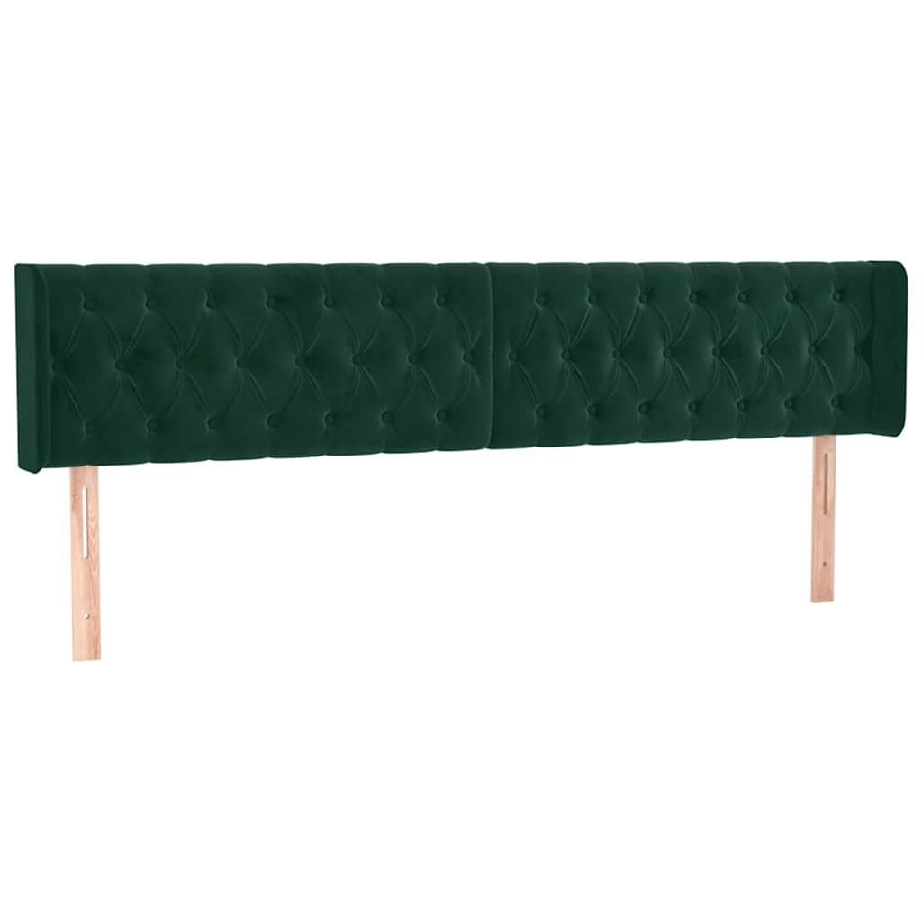 Uzglavlje s ušima tamnozeleno 203x16x78/88 cm baršunasto