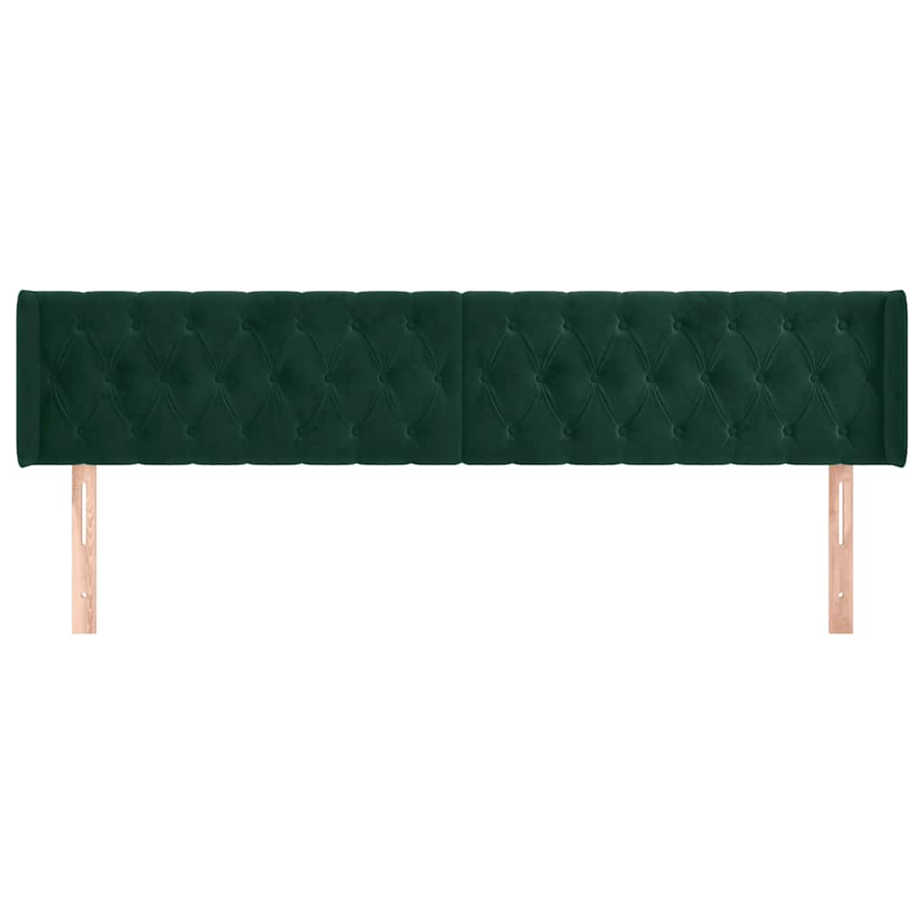 Uzglavlje s ušima tamnozeleno 203x16x78/88 cm baršunasto