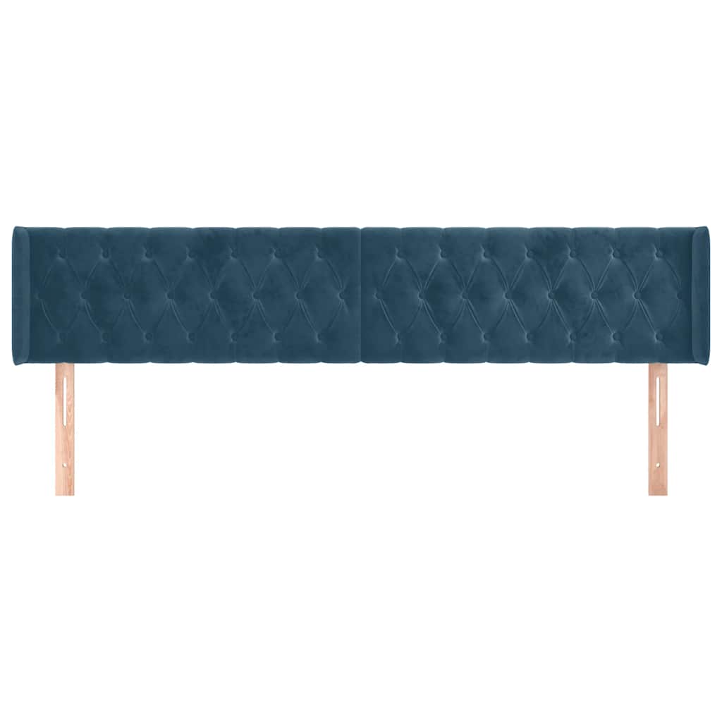Uzglavlje s ušima tamnoplavo 203x16x78/88 cm baršunasto