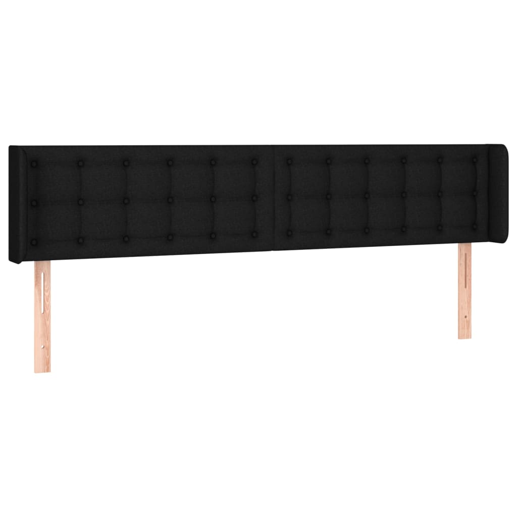 Uzglavlje s ušima crno 183x16x78/88 cm od tkanine