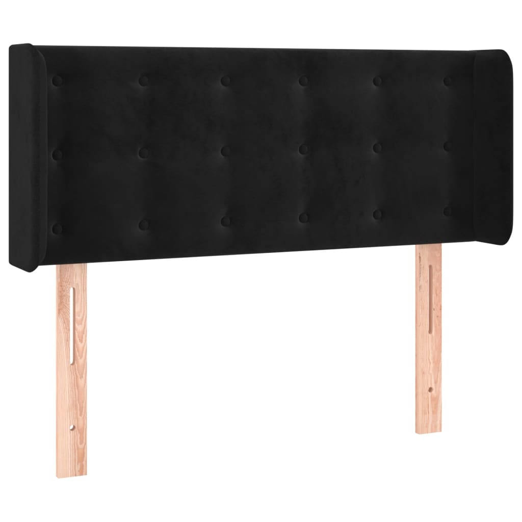 Uzglavlje s ušima crno 83x16x78/88 cm baršunasto