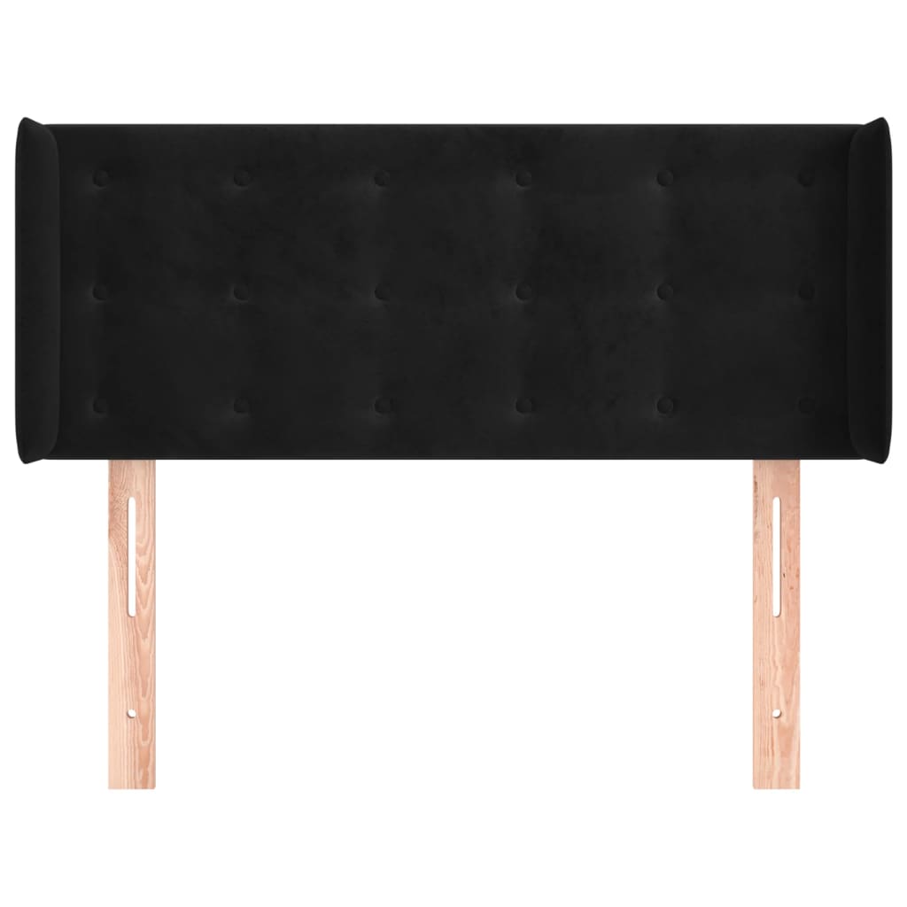 Uzglavlje s ušima crno 83x16x78/88 cm baršunasto