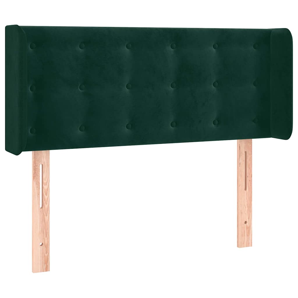 Uzglavlje s ušima tamnozeleno 93x16x78/88 cm baršunasto