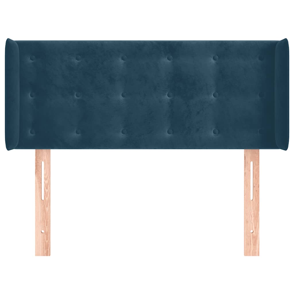 Uzglavlje s ušima tamnoplavo 103x16x78/88 cm baršunasto