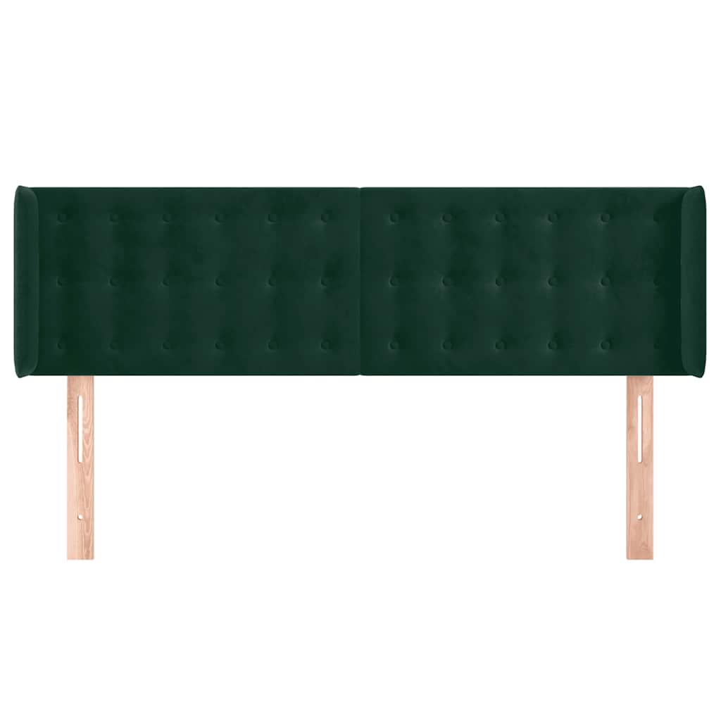 Uzglavlje s ušima tamnozeleno 147x16x78/88 cm baršunasto