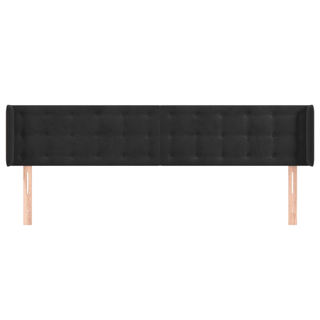 Uzglavlje s ušima crno 163x16x78/88 cm baršunasto