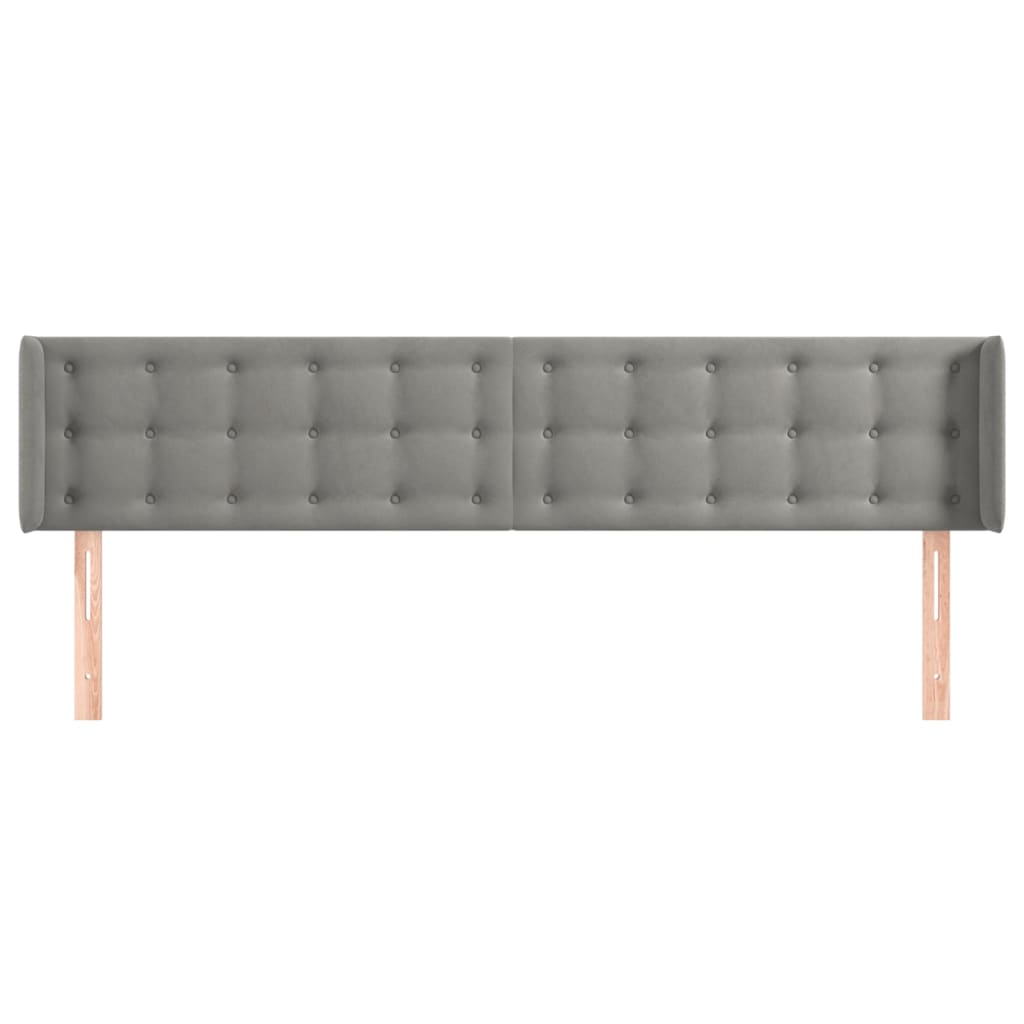 Uzglavlje s ušima svjetlosivo 203x16x78/88 cm baršunasto