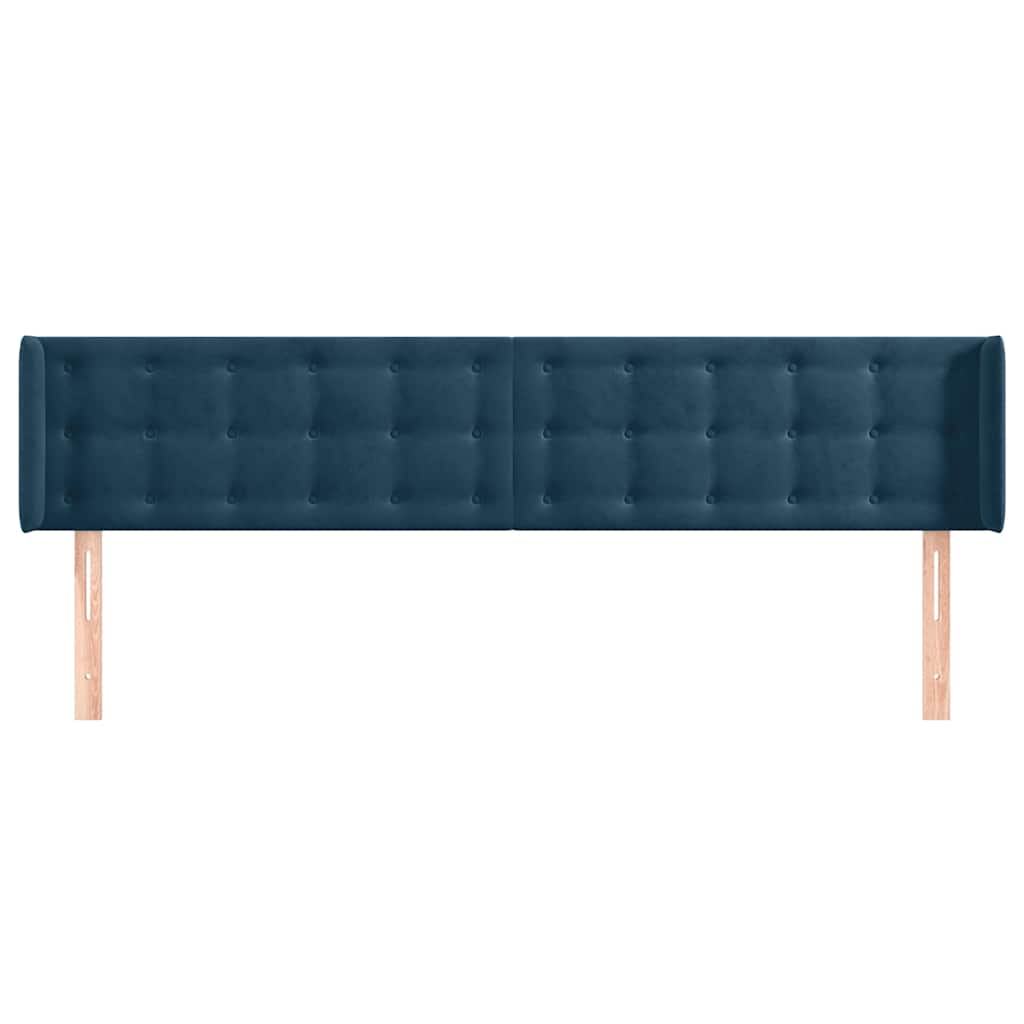 Uzglavlje s ušima tamnoplavo 203x16x78/88 cm baršunasto