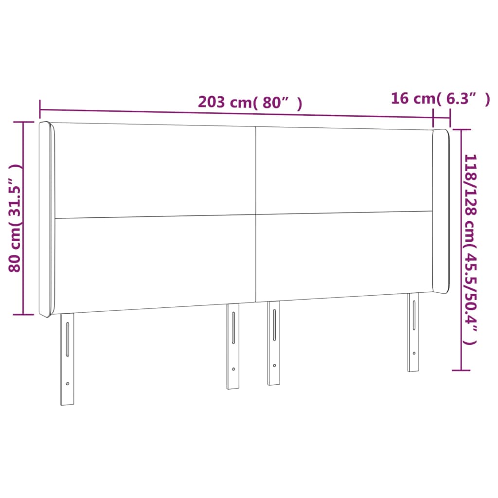 Uzglavlje s ušima plavo 203x16x118/128 cm od tkanine