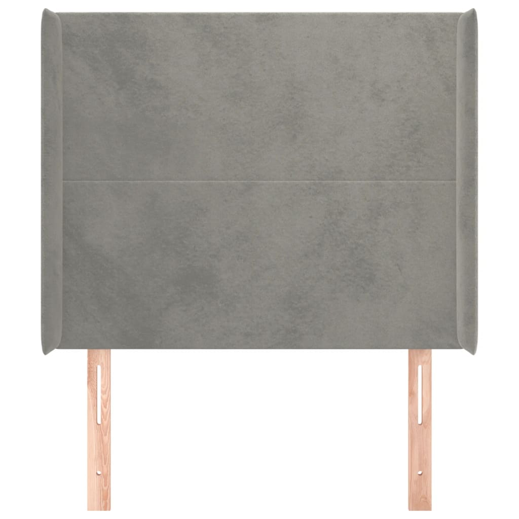 Uzglavlje s ušima svjetlosivo 83x16x118/128 cm baršunasto