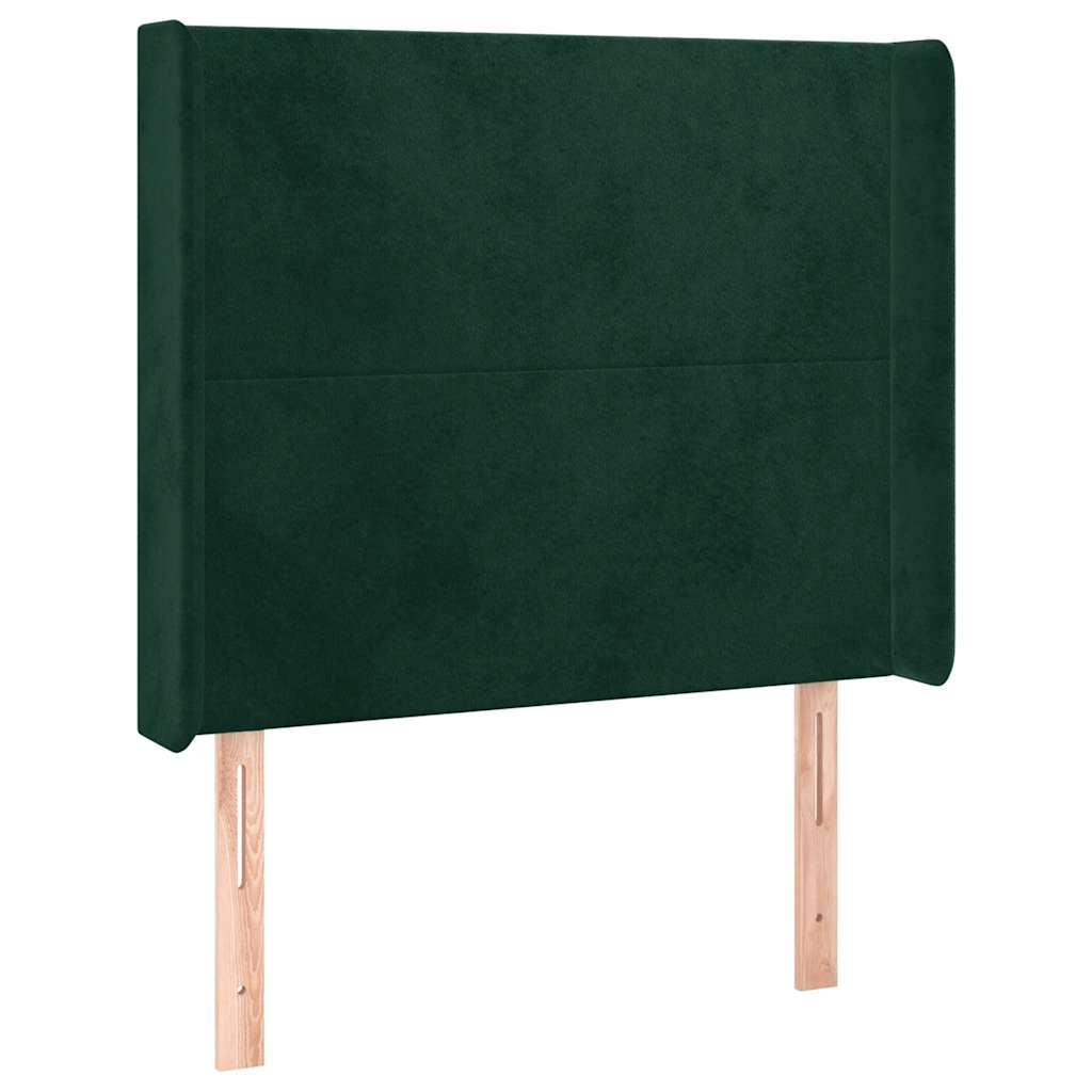 Uzglavlje s ušima tamnozeleno 83x16x118/128 cm baršunasto