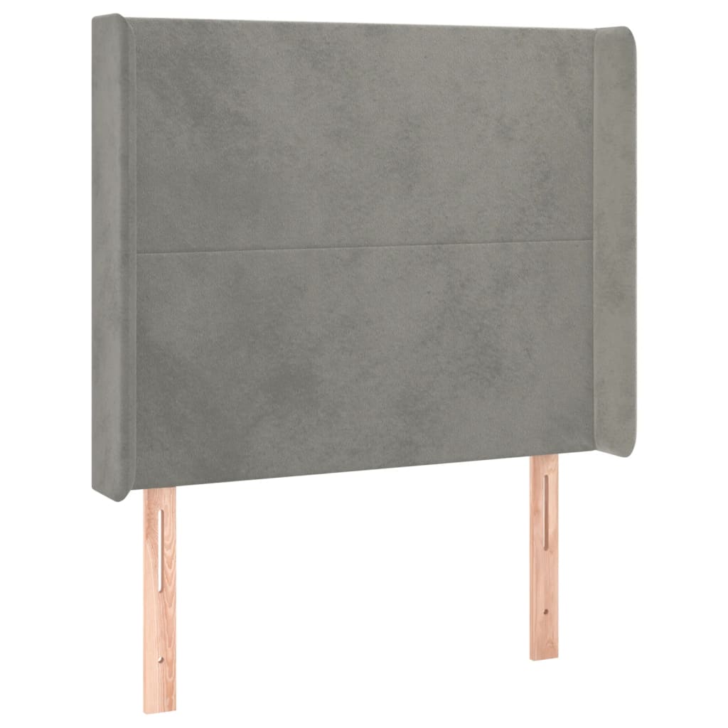 Uzglavlje s ušima svjetlosivo 93x16x118/128 cm baršunasto