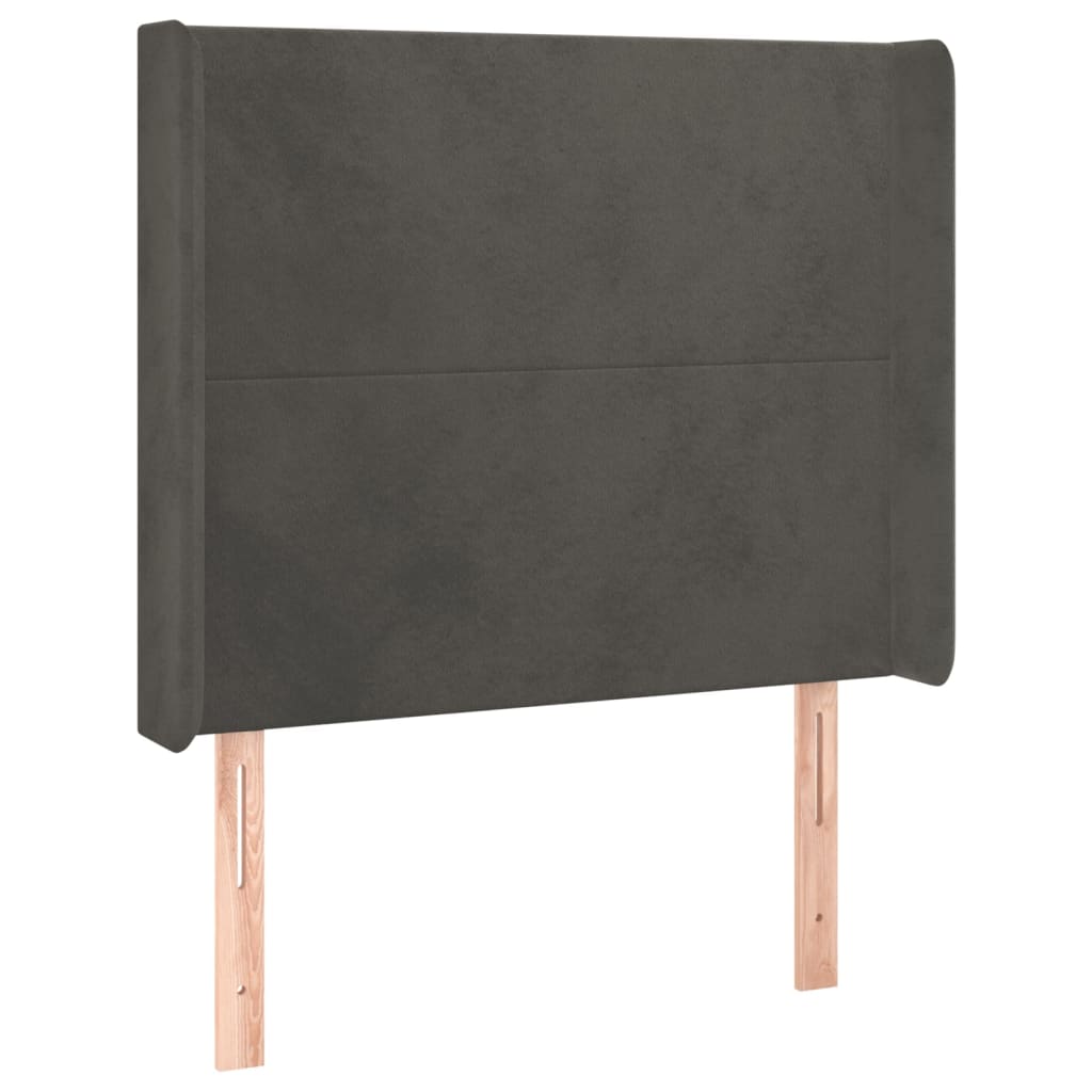 Uzglavlje s ušima tamnosivo 93x16x118/128 cm baršunasto