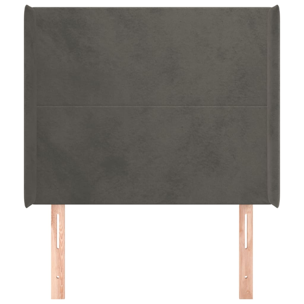 Uzglavlje s ušima tamnosivo 93x16x118/128 cm baršunasto