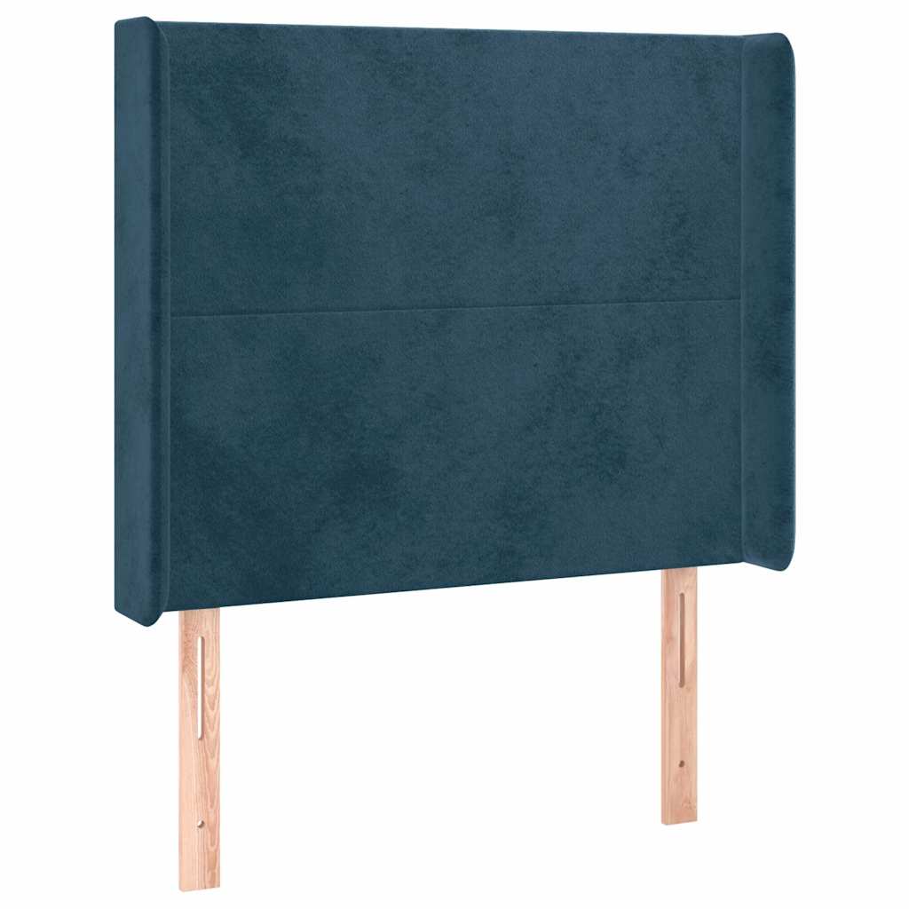 Uzglavlje s ušima tamnoplavo 93x16x118/128 cm baršunasto
