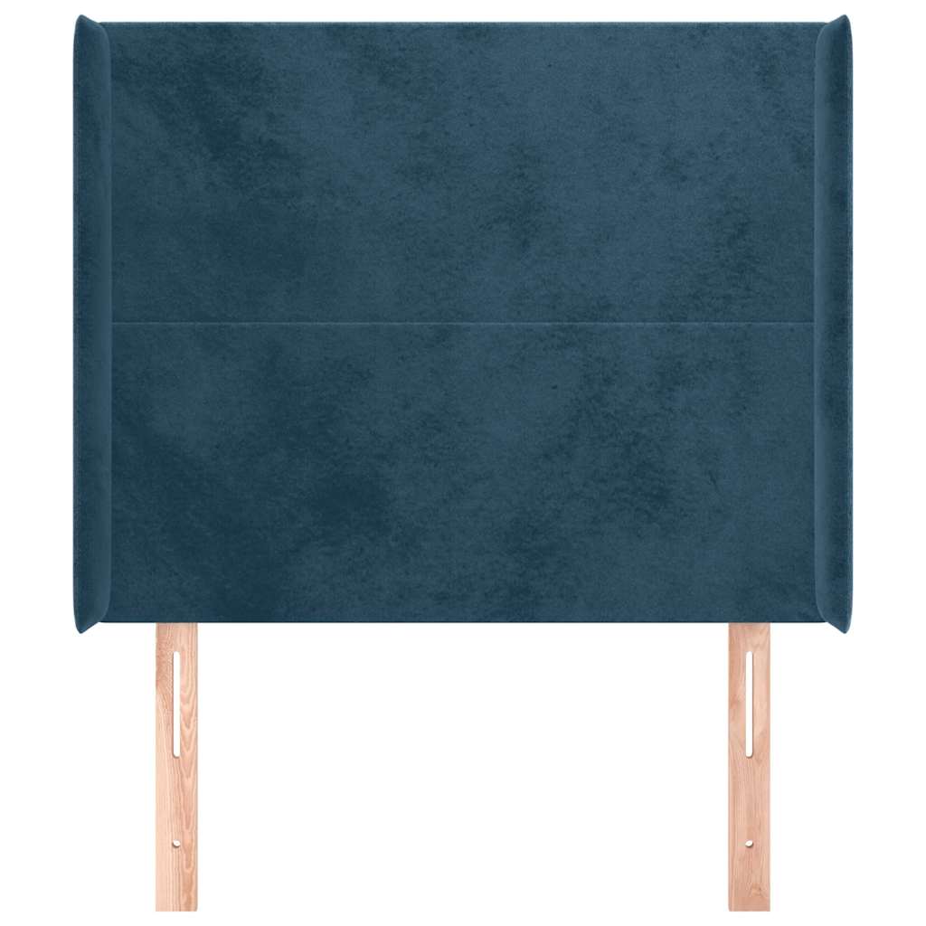 Uzglavlje s ušima tamnoplavo 93x16x118/128 cm baršunasto