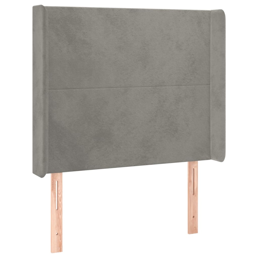 Uzglavlje s ušima svjetlosivo 103x16x118/128 cm baršunasto